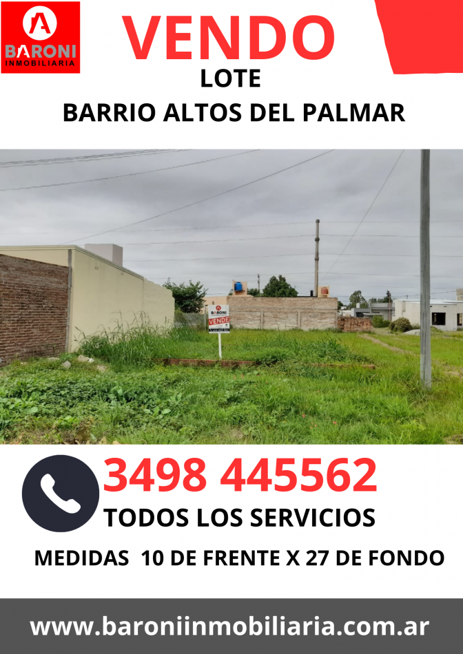 TERRENO EN BARRIO ALTOS DEL PALMAR - SAN JUSTO . SANTA FE