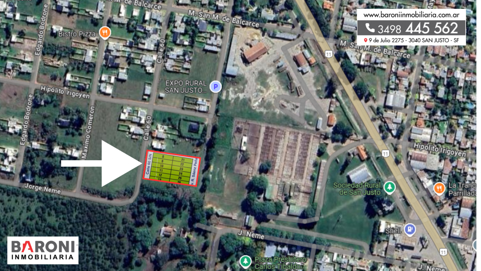 VENDEMOS 12 LOTES EN BARRIO PEDRAZZOLI EN SAN JUSTO SANTA FE- MEDIDAS 9 MTS. DE FRENTE X 41.50 DE FONDO.