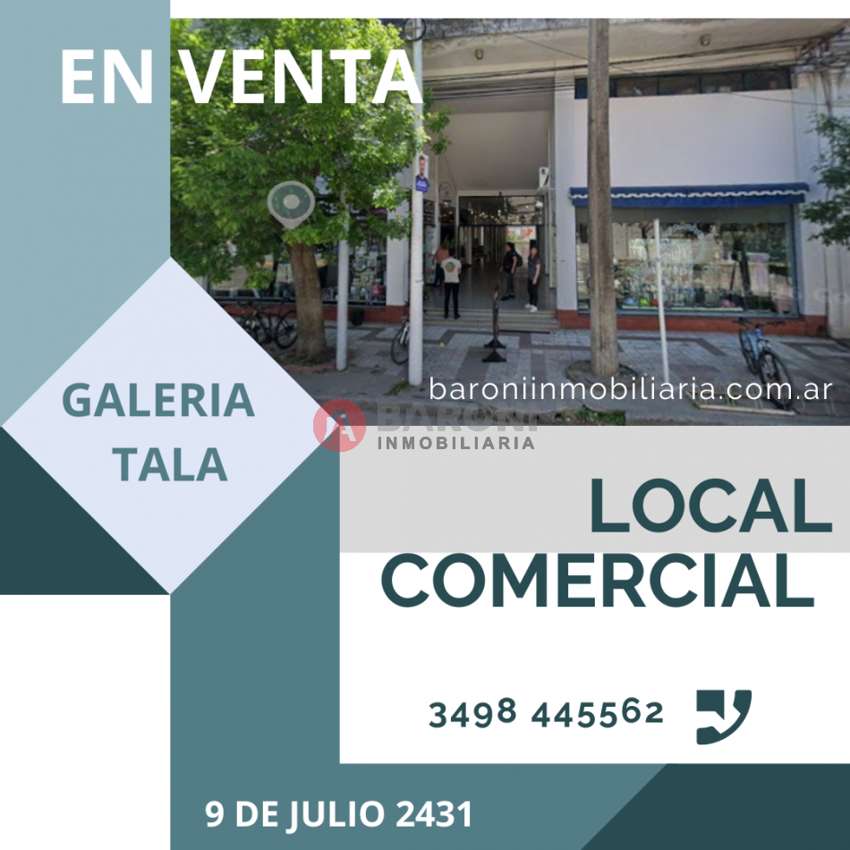 SE VENDE LOCAL COMERCIAL EN GALERIA TALA SAN JUSTO - PCIA. DE SANTA FE