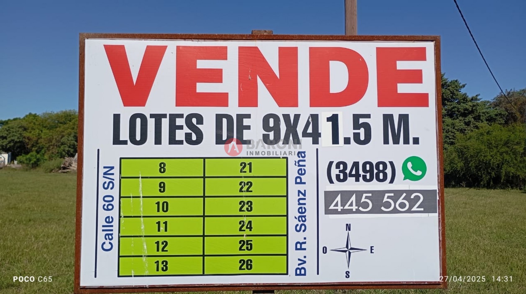 VENDEMOS 12 LOTES EN BARRIO PEDRAZZOLI EN SAN JUSTO SANTA FE- MEDIDAS 9 MTS. DE FRENTE X 41.50 DE FONDO.