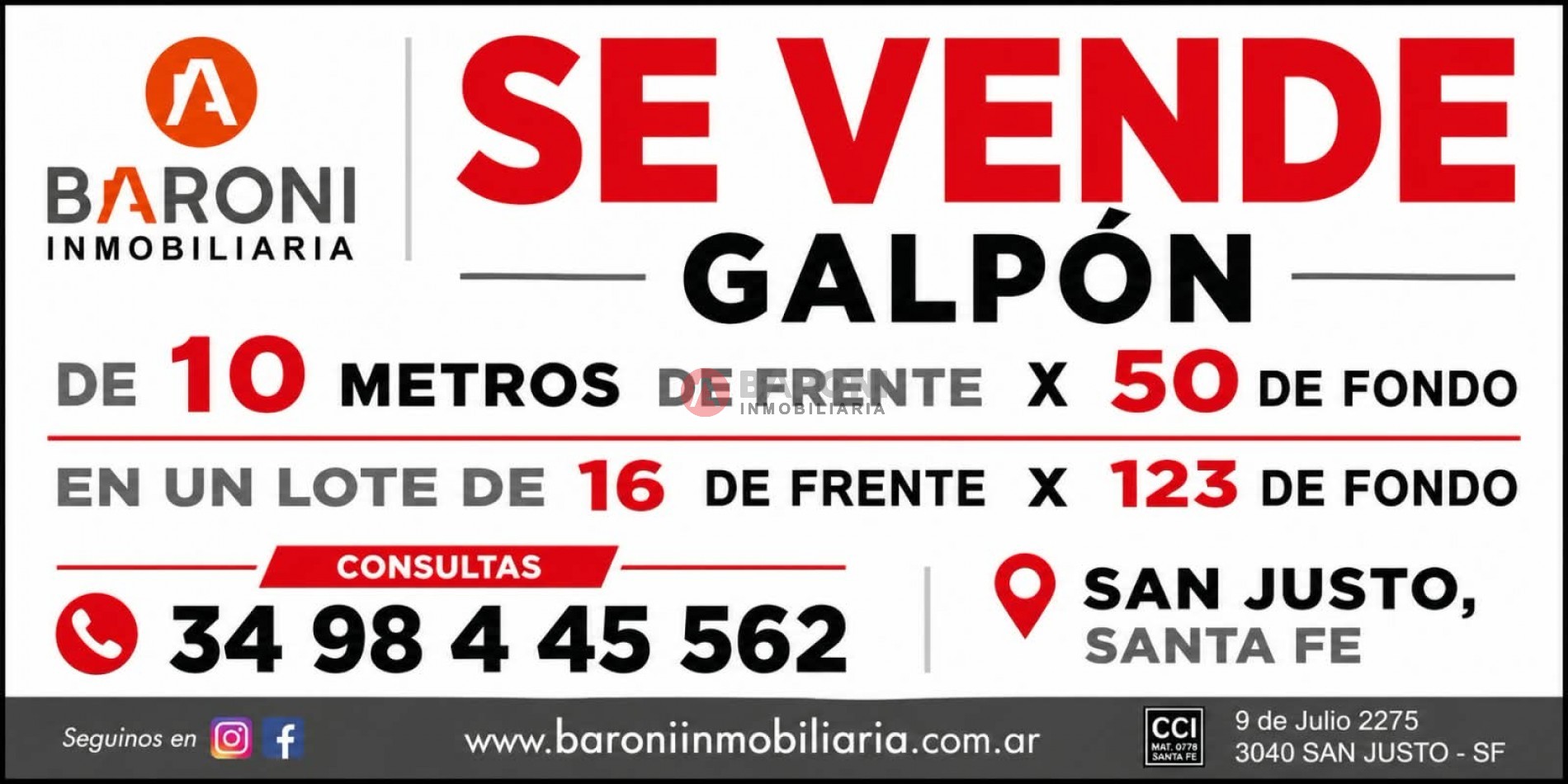 SE VENDE GALPON - RUTA NACIONAL 11 SAN JUSTO SANTA FE 