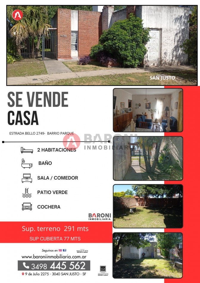 SE VENDE CASA  - SAN JUSTO (SANTA FE).