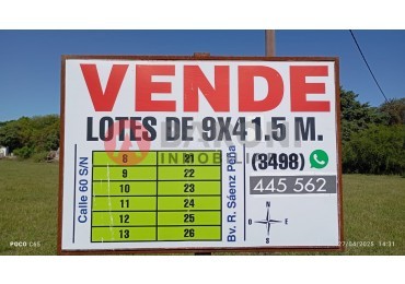 VENDEMOS 12 LOTES EN BARRIO PEDRAZZOLI EN SAN JUSTO SANTA FE- MEDIDAS 9 MTS. DE FRENTE X 41.50 DE FONDO.