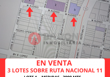 EN VENTA 3 LOTES EN RAMAYoN -  SOBRE RUTA NACIONAL 11 /// GRAN OPORTUNIDAD.